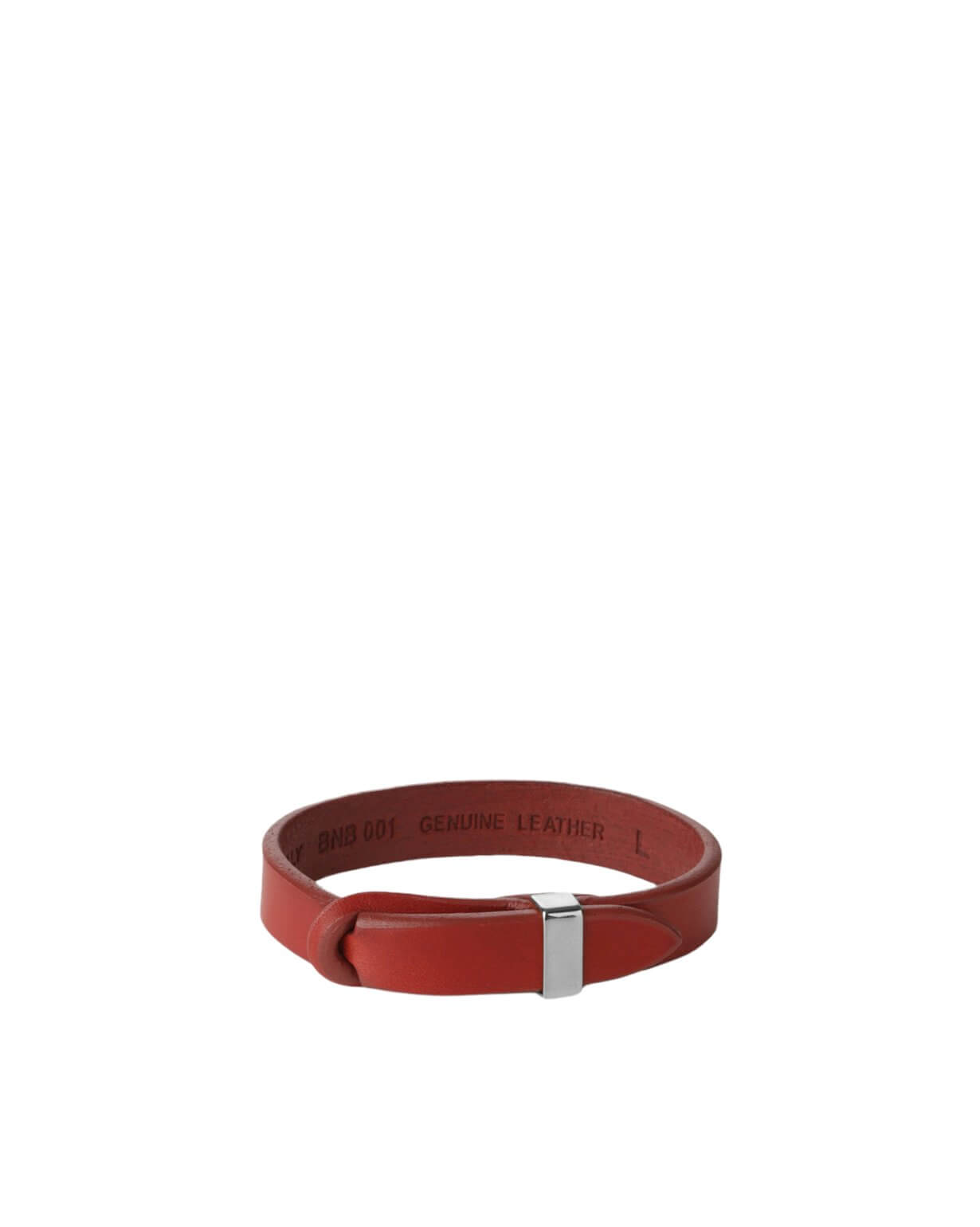 Bracciale Nobuckle Bull Rosso in Cuoio con Dettaglio Argento