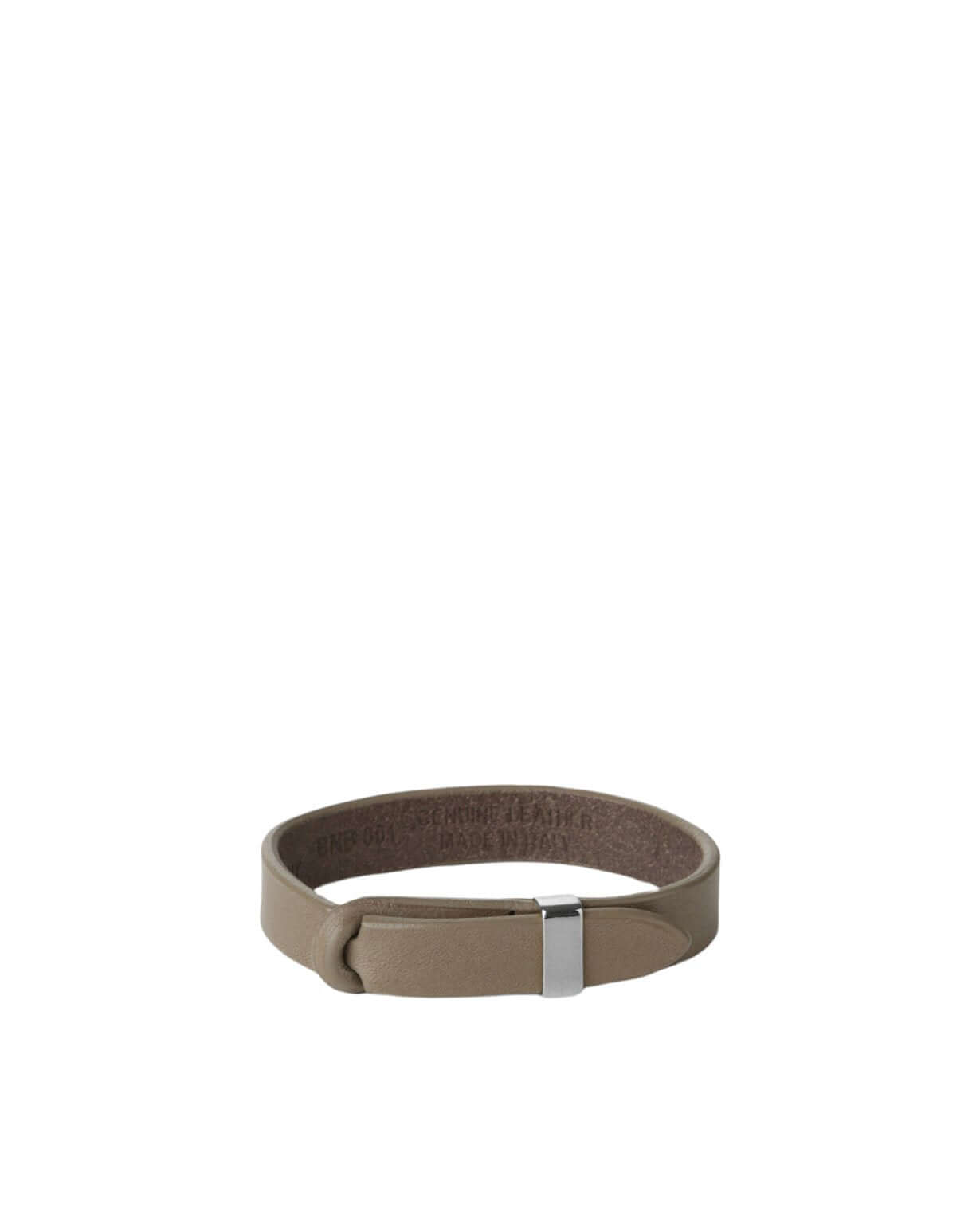 Bracciale Nobuckle Bull Taupe in Cuoio con Dettaglio Argento