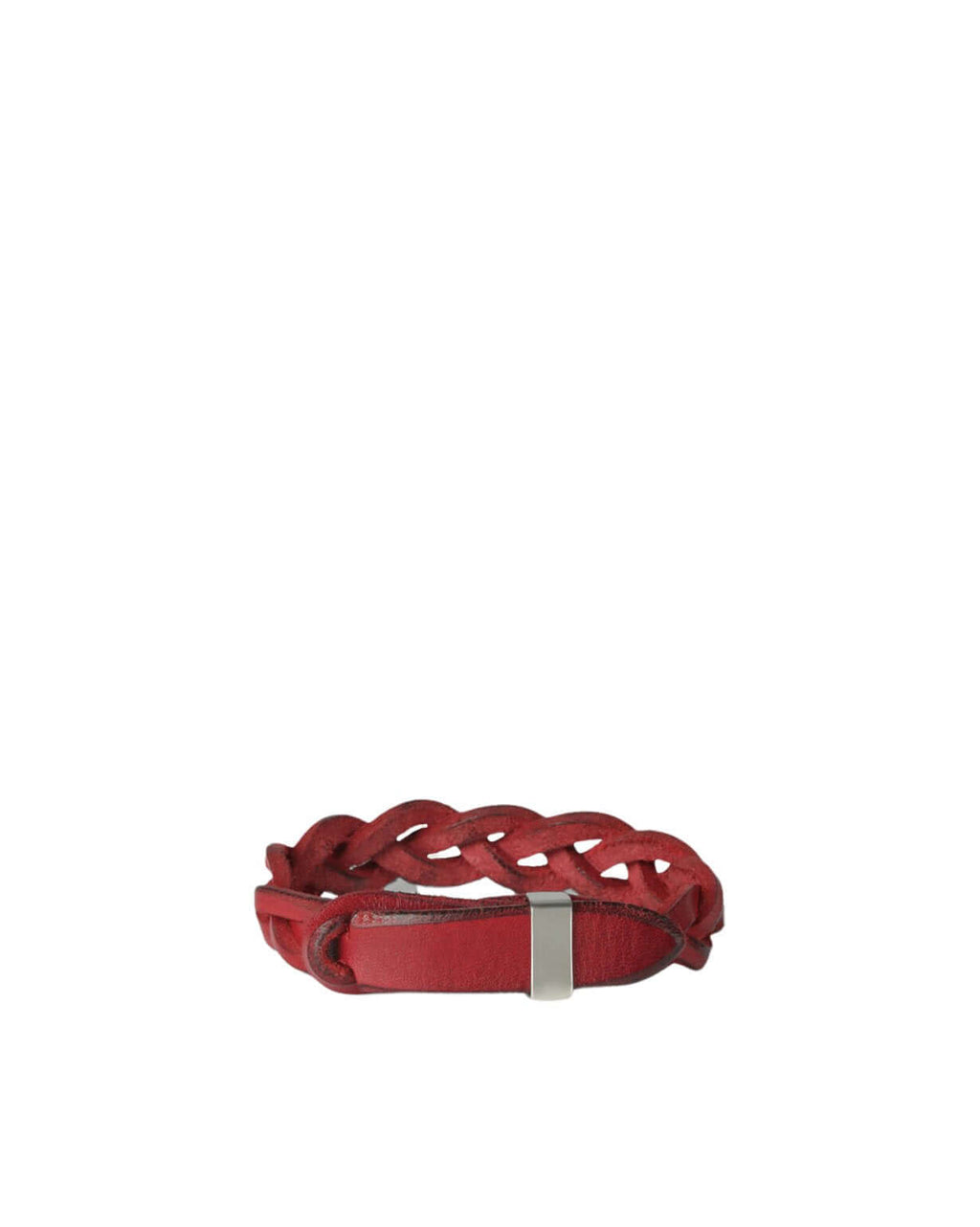 Bracciale Nobuckle Walk Rosso in Cuoio con Dettaglio Argento