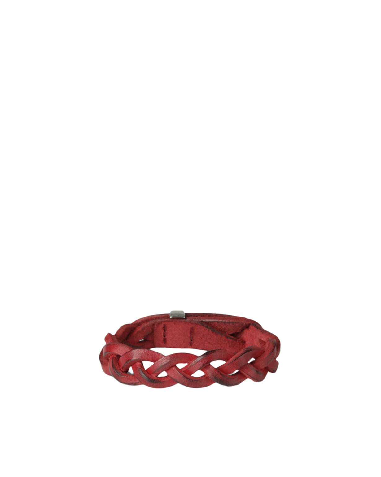 Bracciale Nobuckle Walk Rosso in Cuoio con Dettaglio Argento